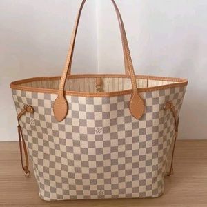 Louis Vuitton Neverfull White Damier Azur MM